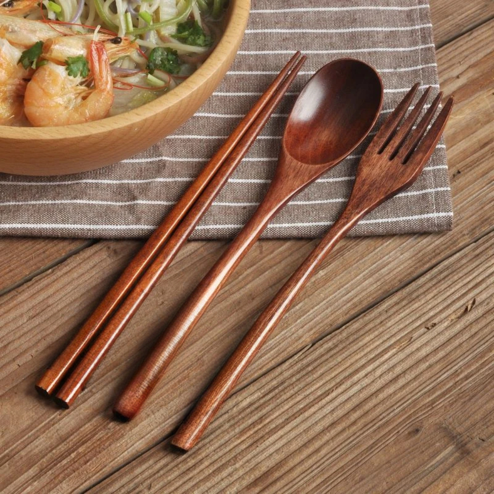 Kitchen Appliances Combo - Spoon Fork Chopsticks Portable Cutlery Wooden
