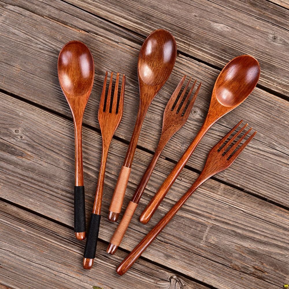 Natural Wooden Spoon Fork Dinn - Kitchen Appliances Combo avaliação e preço
